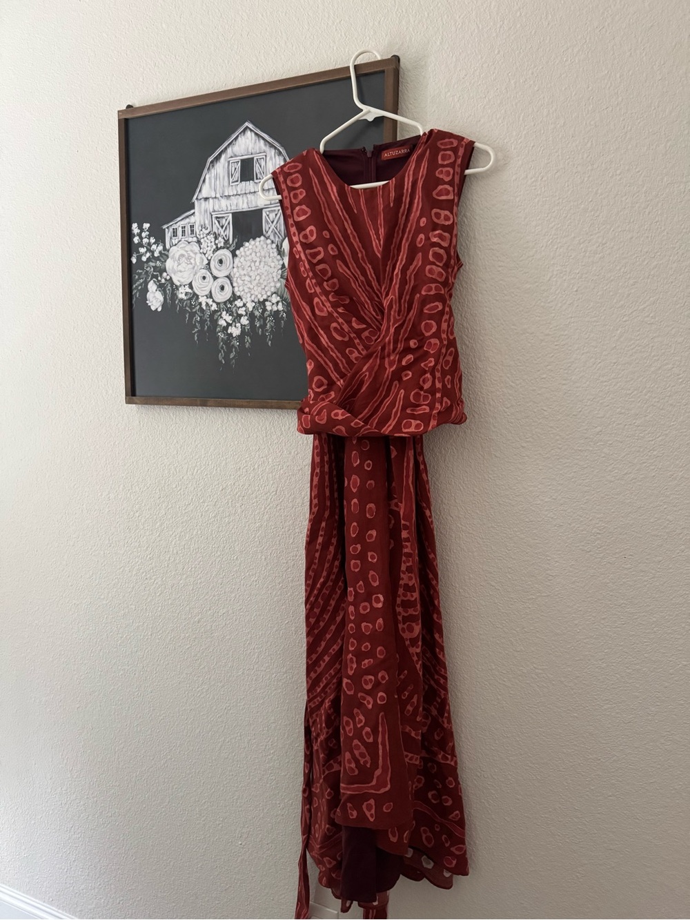 Altuzarra Red Linen blend PEMBINA MARKINGS MAXI Dress - Picture 3 of 6